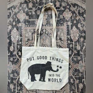 Canvas Tote Bag with Elephant Print